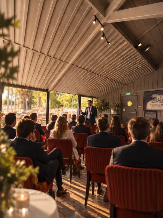 Conférence organisée dans la véranda du Café du Port